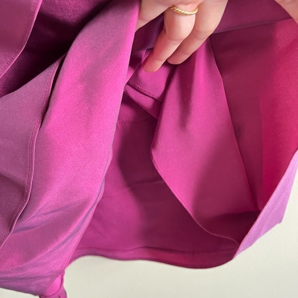 ADRIANNA PAPELL FUSHIA SLEEVELESS PLEATED V NECK DRESS WOMENS PLUS SIZE 14W - Picture 4 of 7